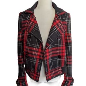 Six button black and red Express coat, peacoat, jacket